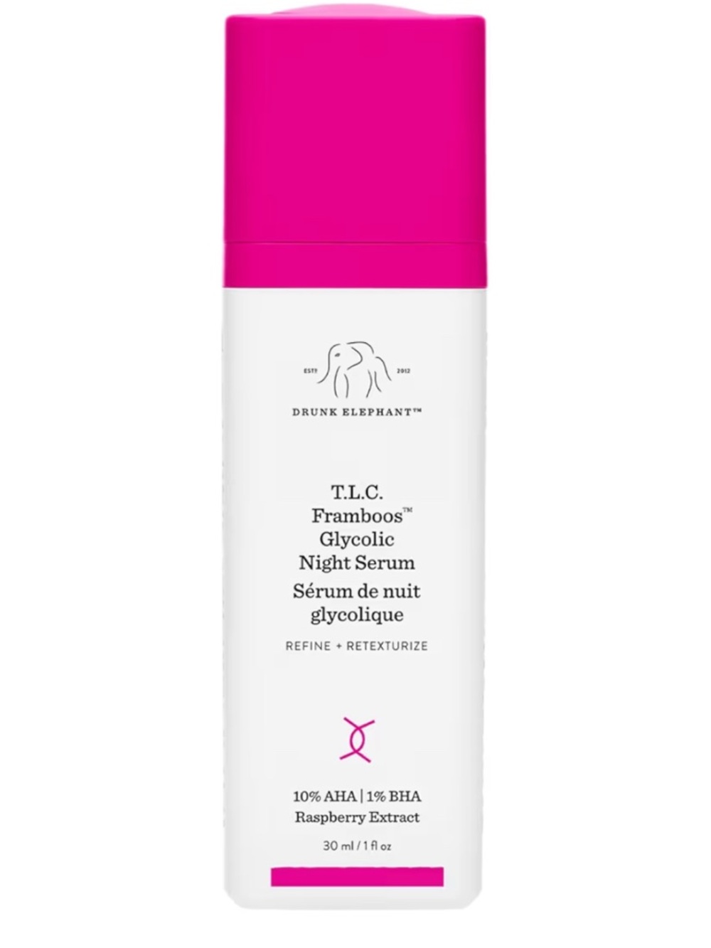 Drunk Elephant T.L.C. Framboos™ Glycolic Night Serum – 30ml NEW retail $99